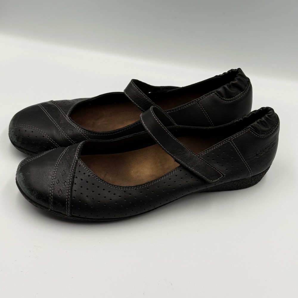 Taos Black Leather Mary Jane Flats Comfort Shoes Spain EU 41 US 10-10.5